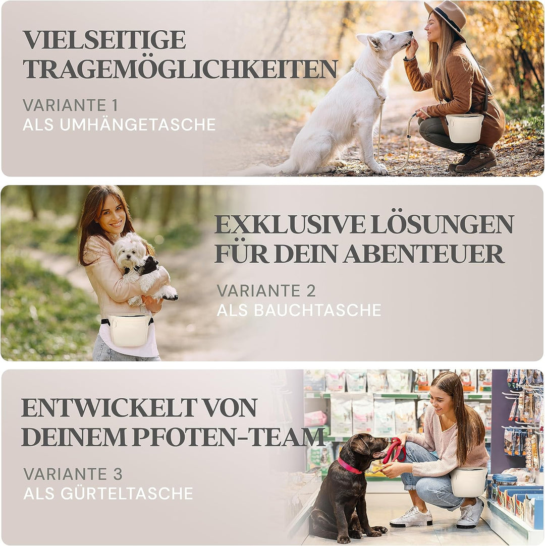 Heimatpfoten® Leckerlitasche für Hunde aus Kunstleder - Gassitasche mit Einhand Magnet-Verschluss -
