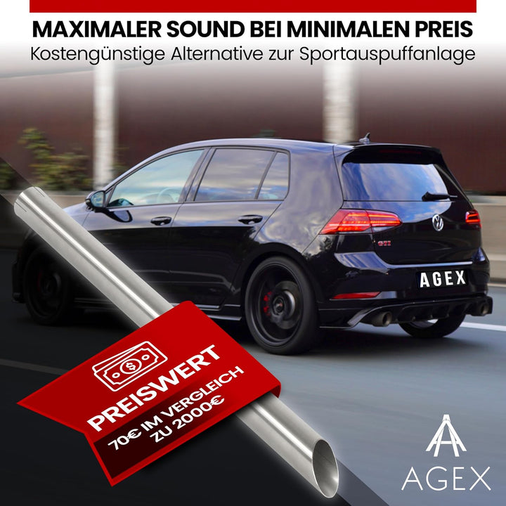 AGEX Mittelschalldämpfer MSD Attrappe für den Seat Leon Cupra 265/280/290/300 | Edelstahl gebürstet