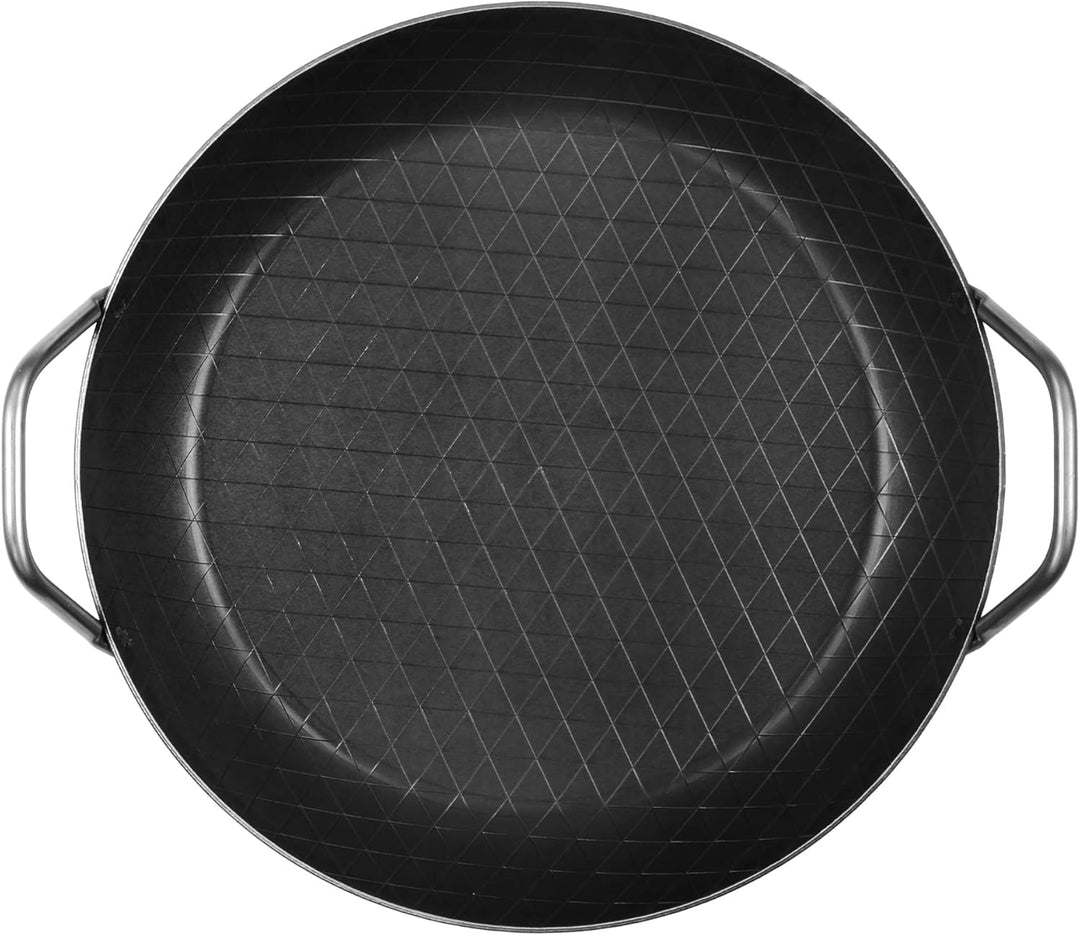 GRÄWE Schmiedeeiserne Servierpfanne F 400, Ø 28 cm, hoher Rand, Eisenpfanne mit Griffen, 400° C hitz