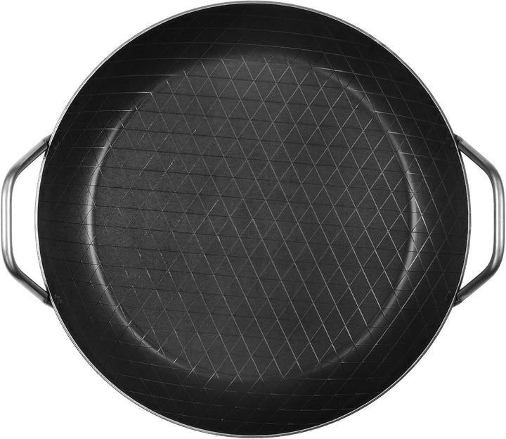 GRÄWE Schmiedeeiserne Servierpfanne F 400, Ø 28 cm, hoher Rand, Eisenpfanne mit Griffen, 400° C hitz