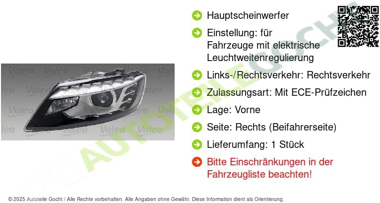 Valeo 044138 Hauptscheinwerfer