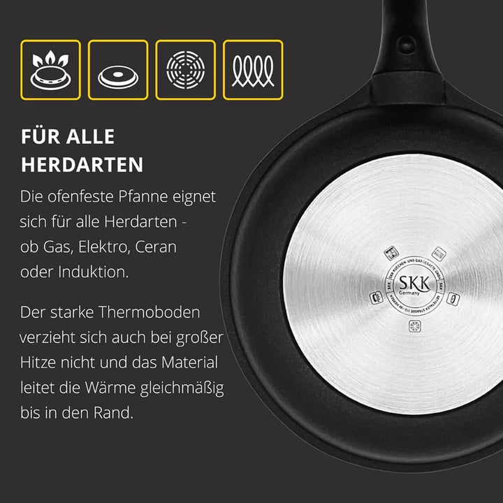 SKK Germany 14420 Serie 6 Aluguss-Bratpfanne ø 20 cm, Höhe 5 cm, Induktionsgeeignet, abnehmbarer Gri