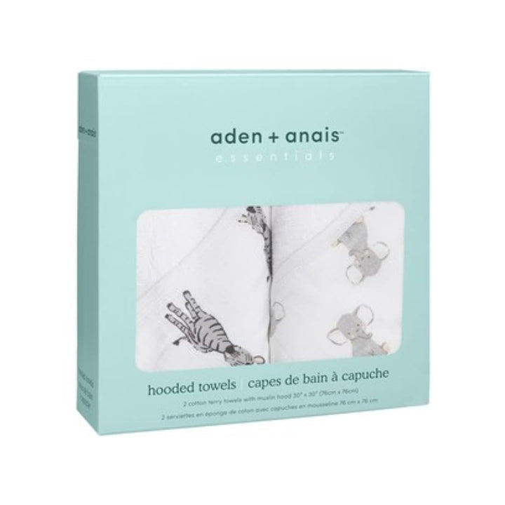 aden + anais Safari Kapuzenhandtuch - Packung von 2 | 100% Baumwolle Terry Handtuch mit Musselinhaub