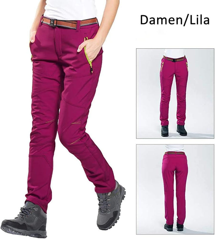 FLYGAGA Damen Outdoorhose Softshellhose Wanderhose Gefüttert Fleece Warm Wasserdicht Winddicht Softs