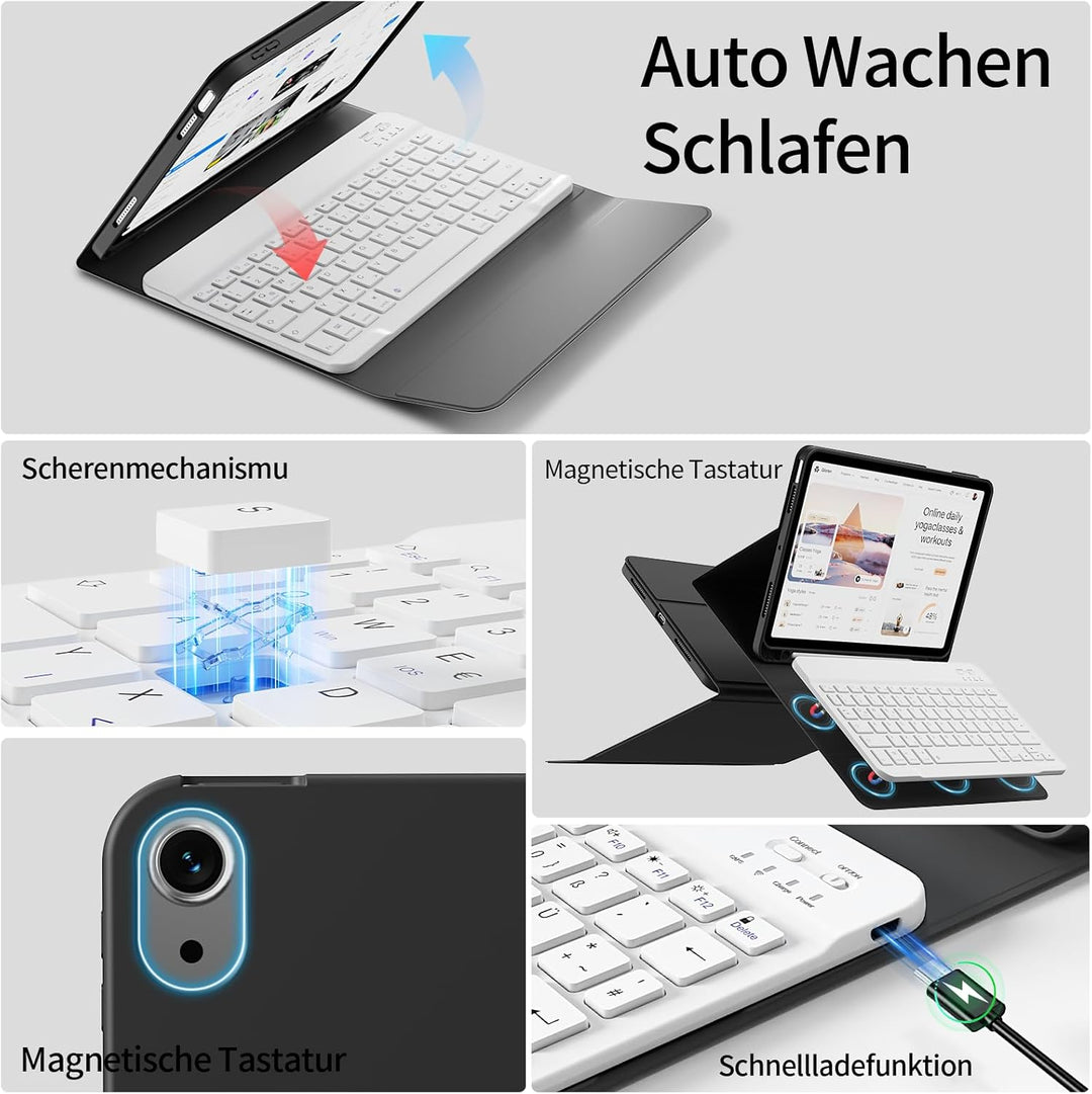 Hülle mit Tastatur für iPad Air 11 Zoll 2026/2025/2024, für iPad Air 10,9 2022/2020 5./4. Generation