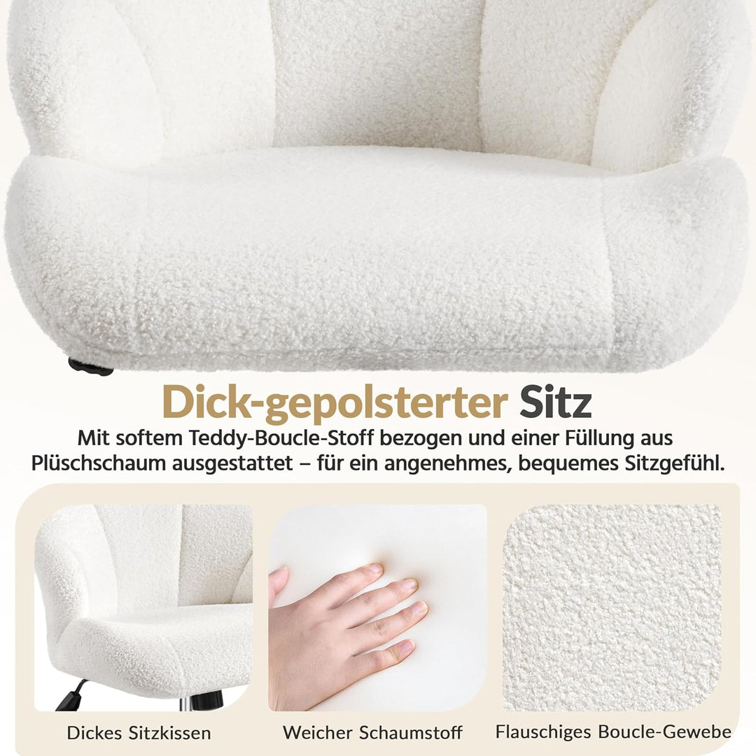 Yaheetech Homeoffice Stuhl, Schminkstuhl, Schreibtischstuhl höhenverstellbar Drehstuhl, Bürosessel i
