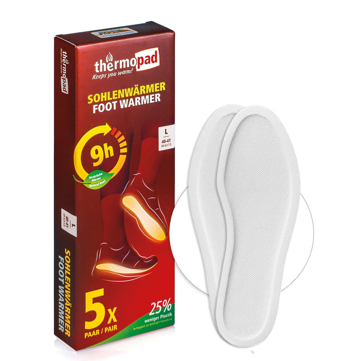 THERMOPAD Sohlenwärmer - DAS ORIGINAL: 5, 10 oder 30 Paar Wärmepads (erhältlich in 5 Grössen) - Einl
