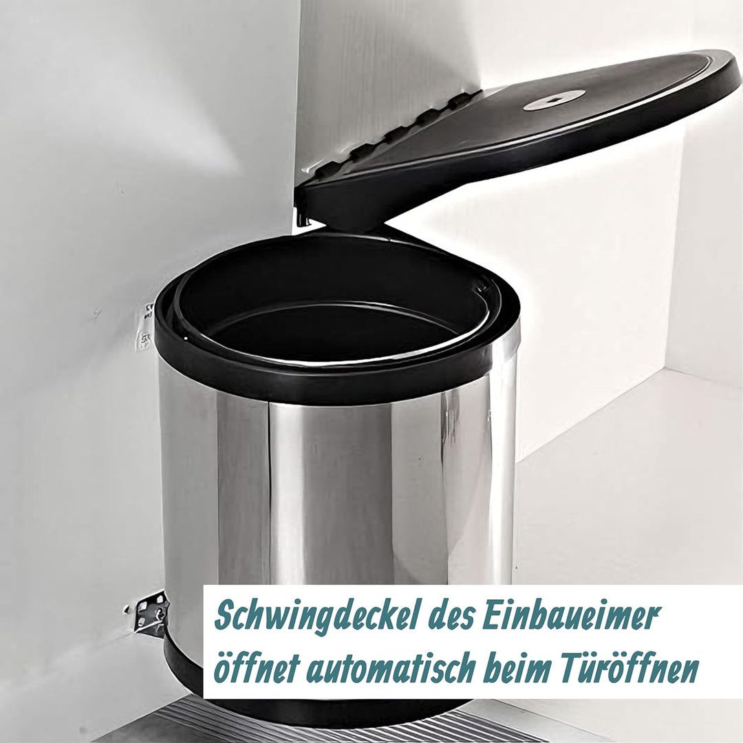 Relaxdays Einbaumülleimer 8 l, Schwingdeckel, HBT: 27,5x27x28 cm, Schwenkeimer für Spülenunterschran