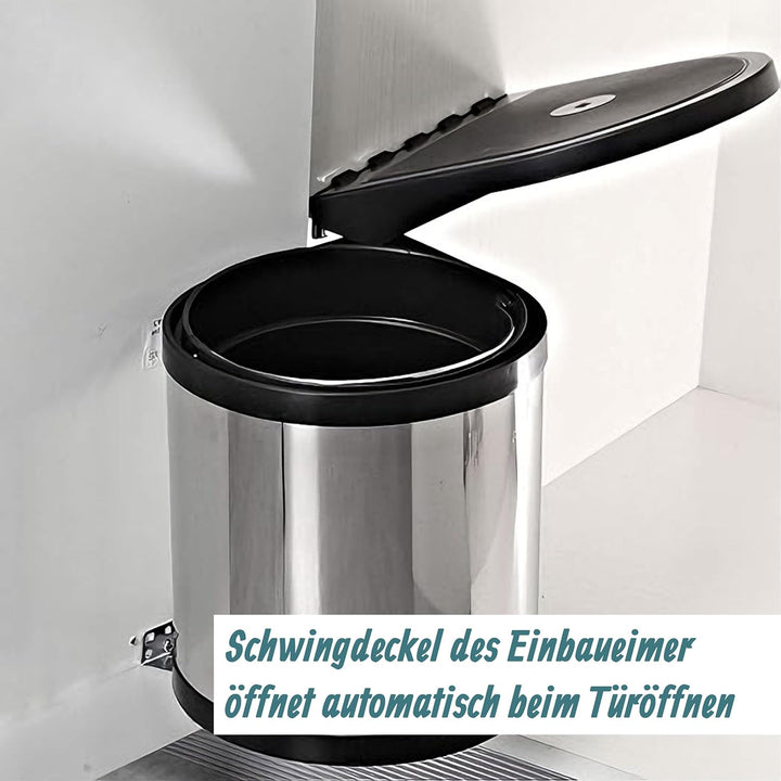 Relaxdays Einbaumülleimer 8 l, Schwingdeckel, HBT: 27,5x27x28 cm, Schwenkeimer für Spülenunterschran