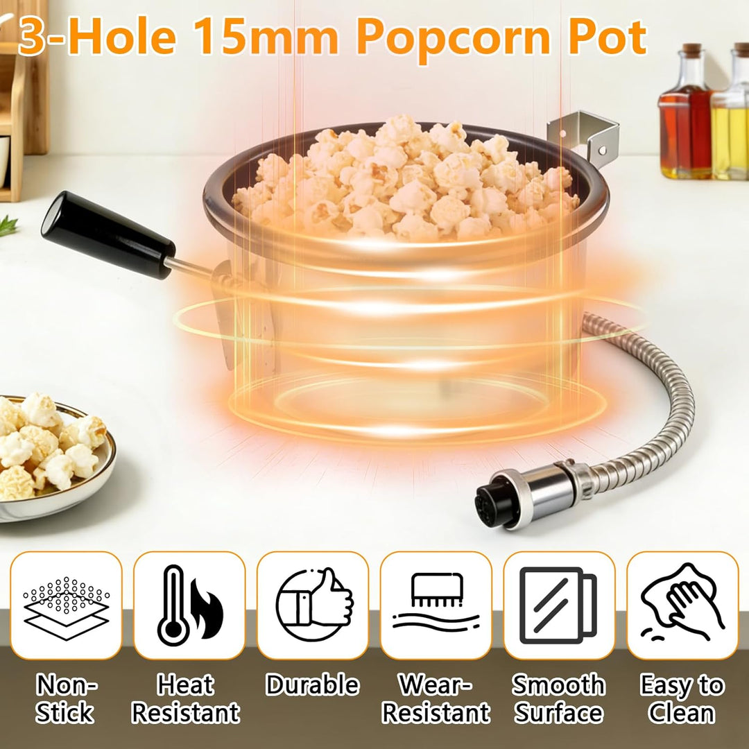 Heissluft Popcornmaschine Zubehör, 3 holes-15mm Popcorntopf, Anti-Scorch, Einfach zu Säubern, Elektr