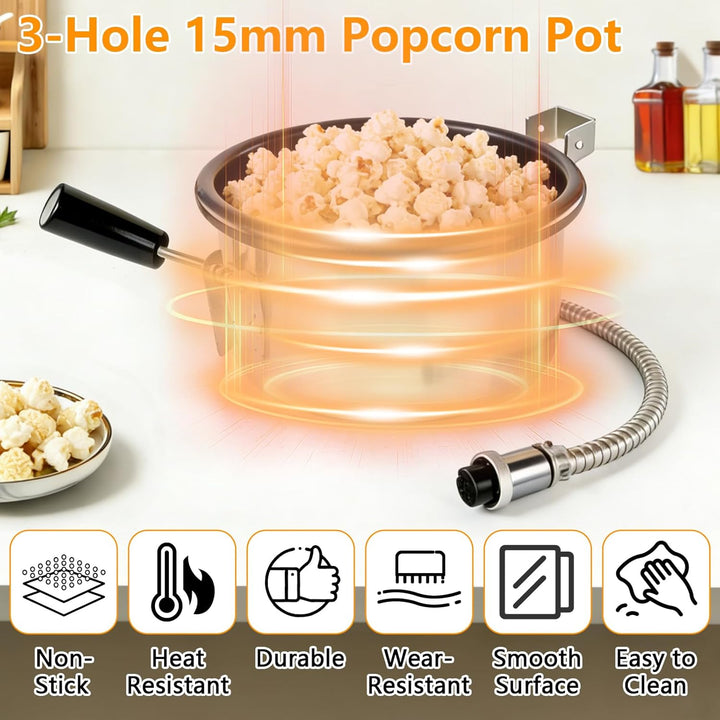Heissluft Popcornmaschine Zubehör, 3 holes-15mm Popcorntopf, Anti-Scorch, Einfach zu Säubern, Elektr