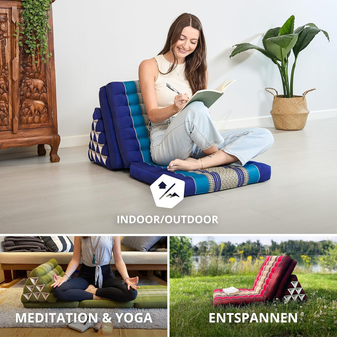 livasia Thaikissen 3 Auflagen extrahoch, Dreieckskissen mit Klappmatratze, Kapok, Jumbo Rückenkissen