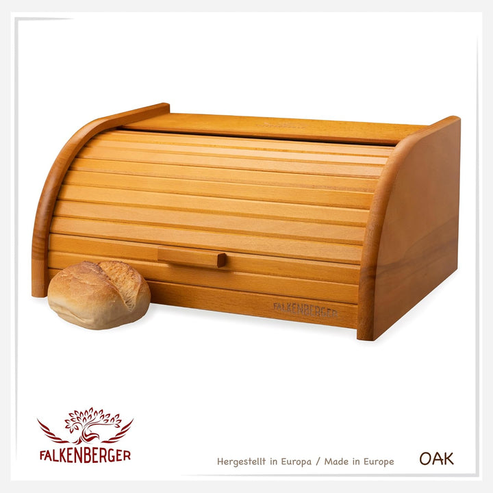 Brotkasten aus Buchenholz ca. 39x29x18cm Rollbrotkasten traditionell Brotbox mit Roll-Deckel Handmad