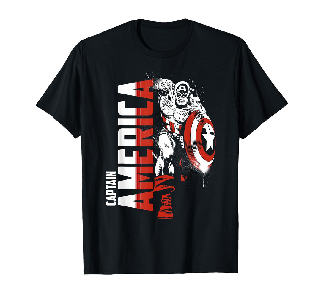 Women's Marvel Captain America Avengers Paint Splat Graphic T-Shirt XL Asphalt