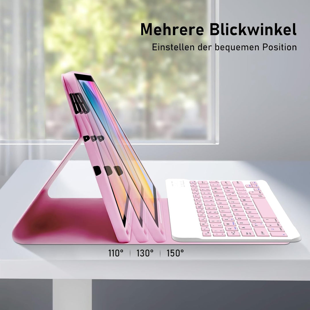 Hülle mit Tastatur für Samsung Galaxy Tab S6 Lite 2024/2022/2020, Schutzhülle mit Pencil Halter Wire