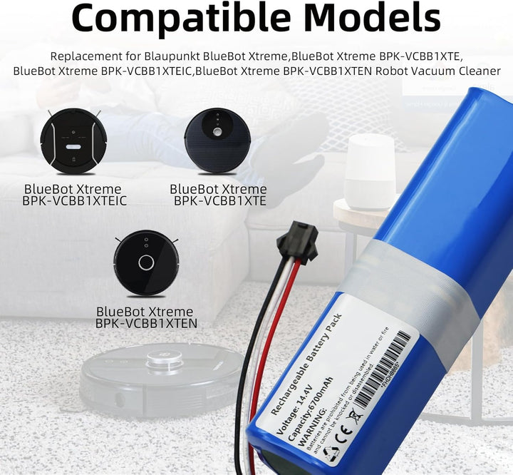 K KYUER 6700mAh 6.60.40.01-0 Rechargeable Saugroboter Akku für Blaupunkt BlueBot Xtreme BPK-VCBB1XTE