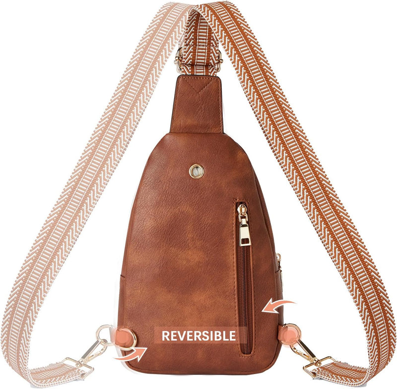 BOSTANTEN Brusttasche Damen Schulterrucksack Sling Bags Klein Umhängetasche Crossbody Bag PU Leder B