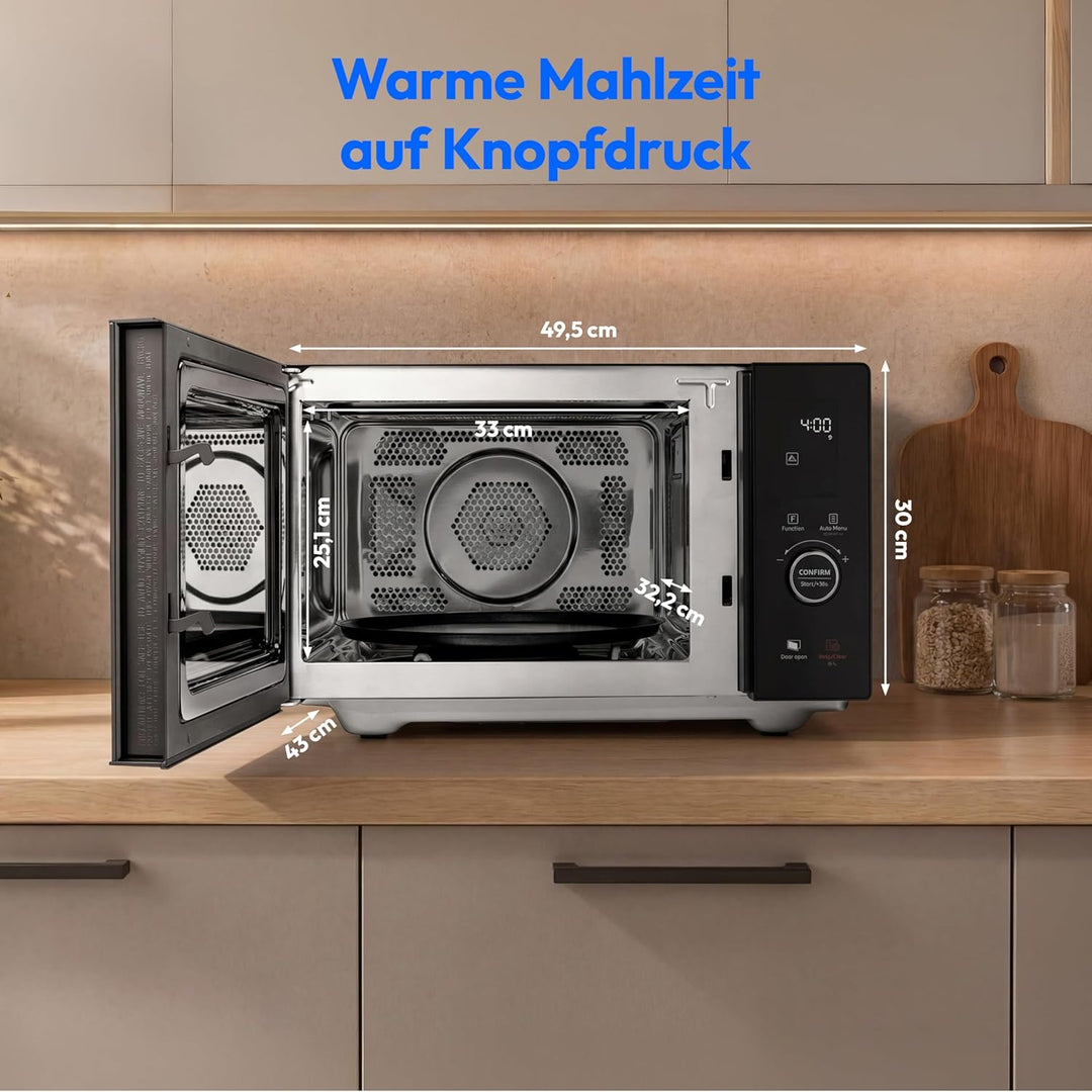 MEDION Mikrowelle mit Grill und Heissluft (25 Liter, 900 Watt, 1100 W Obergrill & 500 W Untergrill,