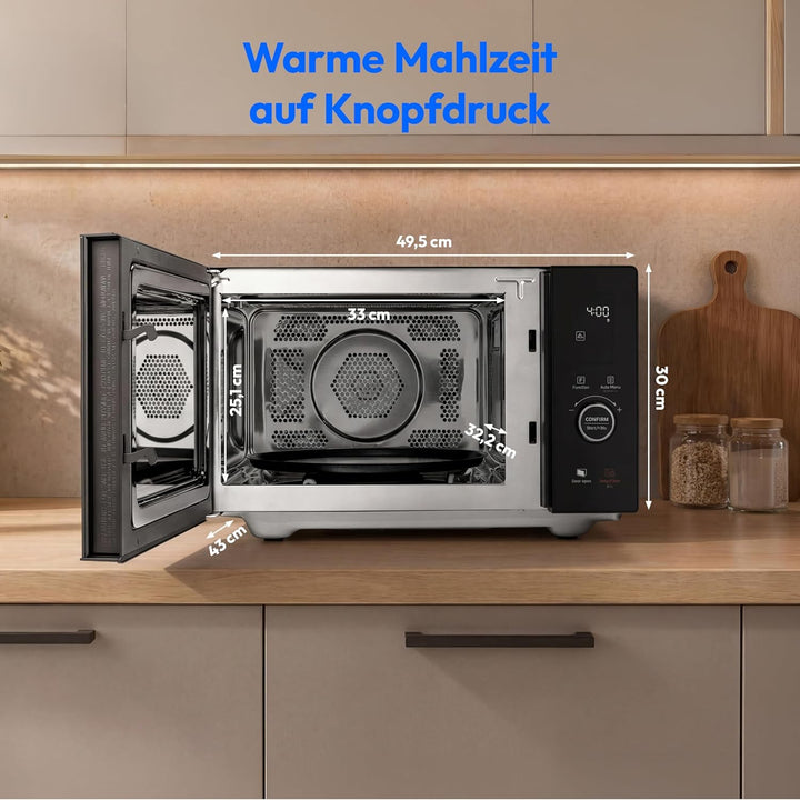 MEDION Mikrowelle mit Grill und Heissluft (25 Liter, 900 Watt, 1100 W Obergrill & 500 W Untergrill,