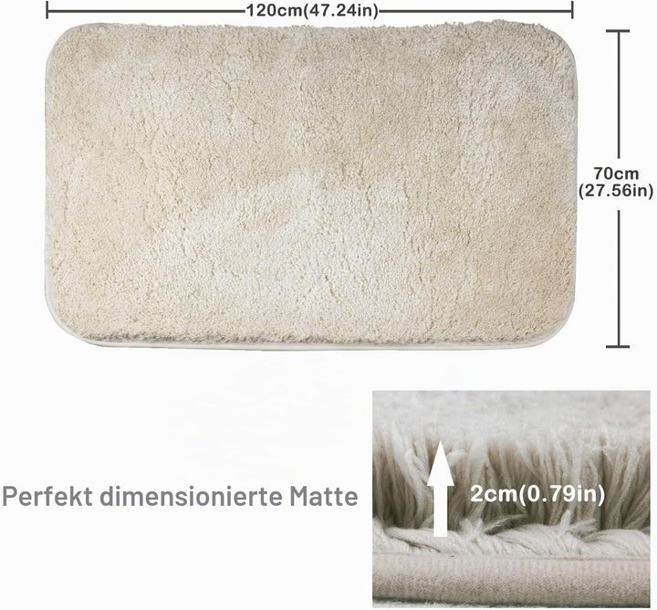 FCSDETAIL rutschfeste, Hochflor Badteppiche 70X120 cm, Maschinenwaschbare Badematte, Badvorleger mit