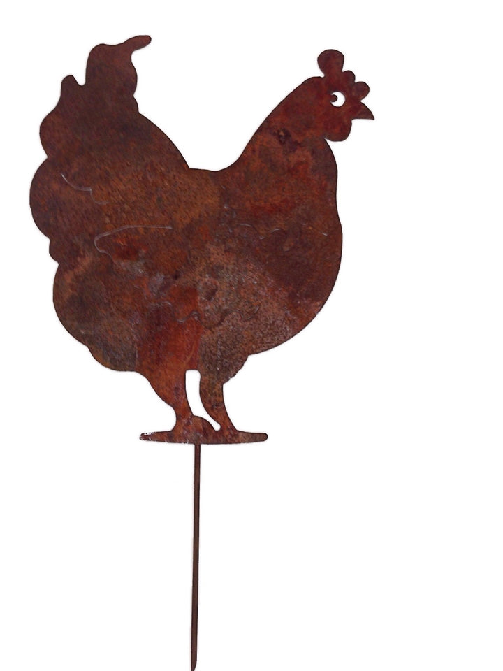 Crispe Gartenstecker Dekoration Edelrost - Huhn - Metall rostige Dekofigur - Höhe 40 cm, Huhn