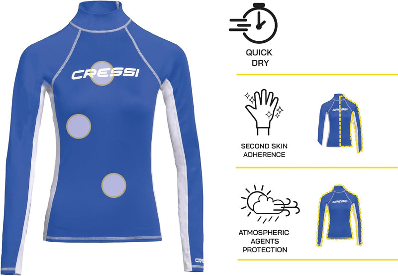 cressi Lady Rash Guard – Schützender Rashguard Damen Kurze oder Langen Ärmel für Sup und Wassersport