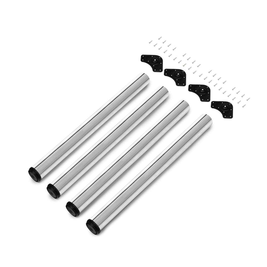 Emuca - Regulierbare Tischbeine Ø60x830mm, 4er Set aus Stahl, regulierbare Höhe 830-850mm, verchromt
