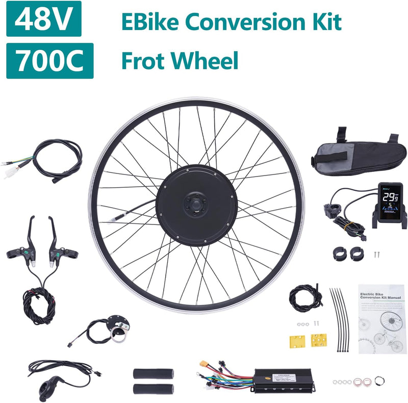 WSIKGHU Ebike Umbausatz Motor für Fahrrad 1000W 48V E-Bike Umrüstkit Vorder-/Hinterrad E-Bike Antrie