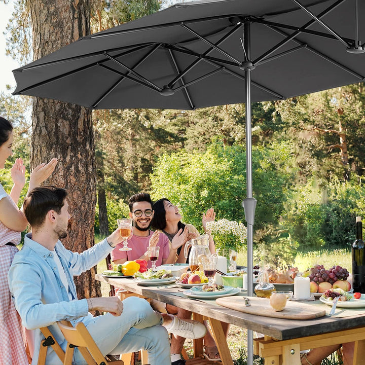 Sekey® 220 × 400 cm Doppelsonnenschirm mit kurbel| Gross Sonnenschirm Marktschirm für Terrasse,Balko