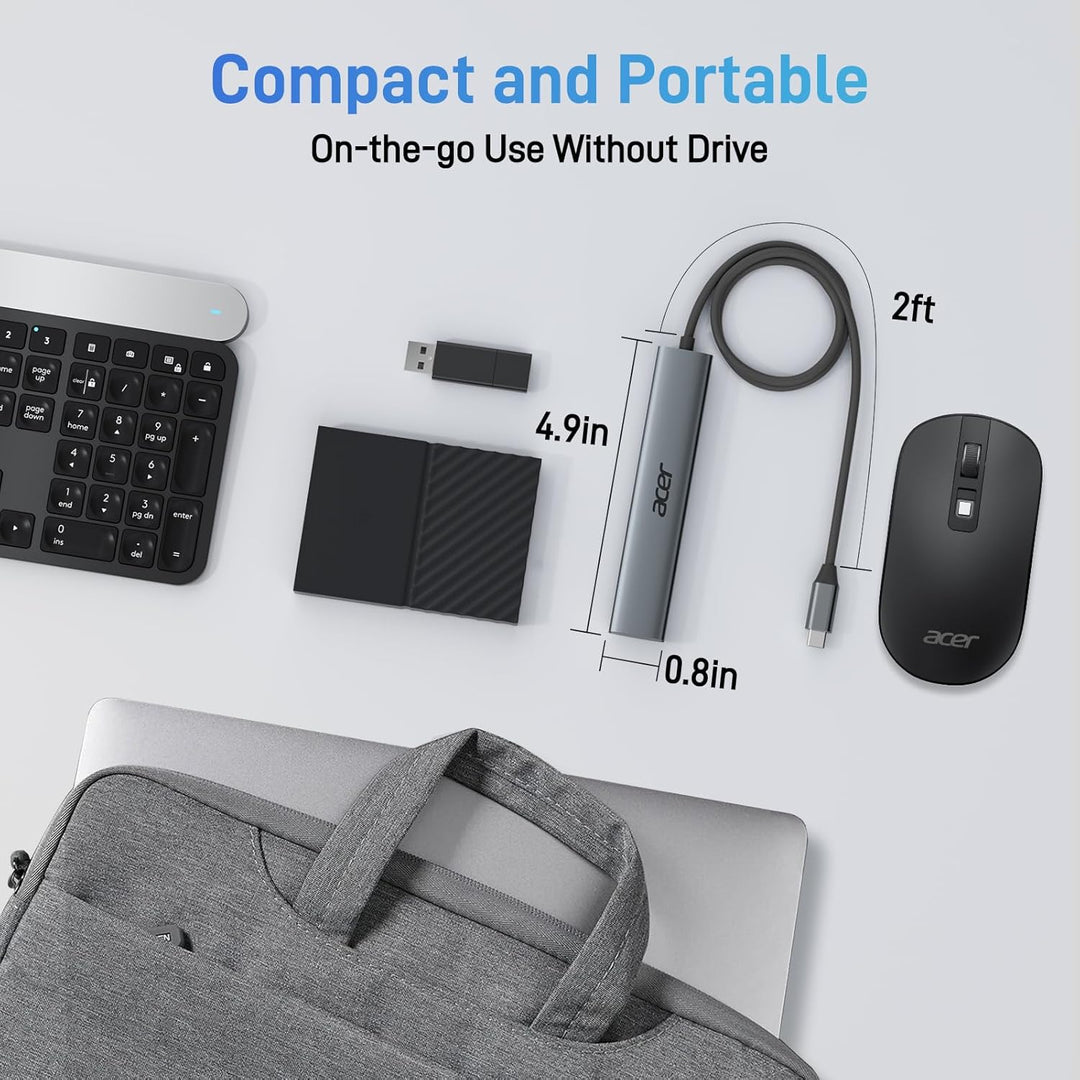 acer USB C Hub 5 in 1, Tragbarer 4K HDMI Adapter PD 100W, 3X USB-A Datenport, USB C auf HDMI Adapter