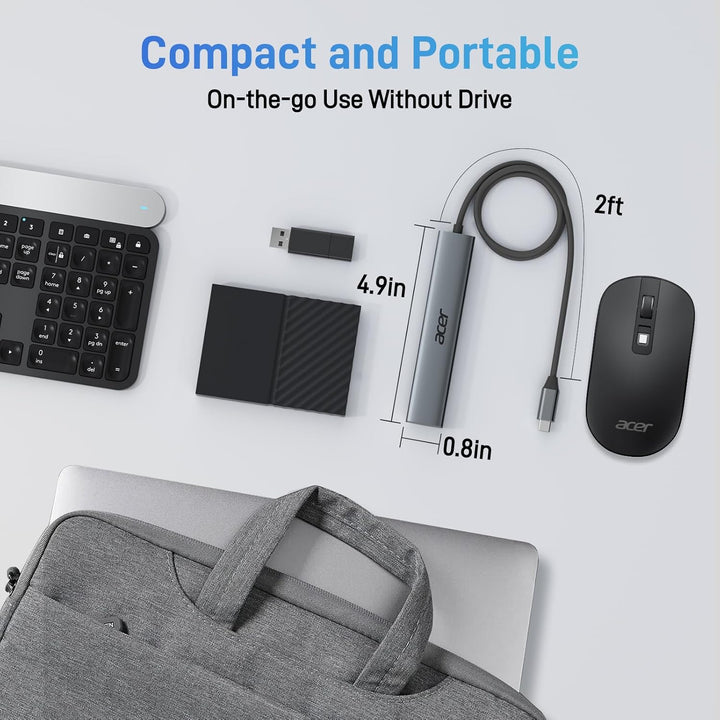 acer USB C Hub 5 in 1, Tragbarer 4K HDMI Adapter PD 100W, 3X USB-A Datenport, USB C auf HDMI Adapter