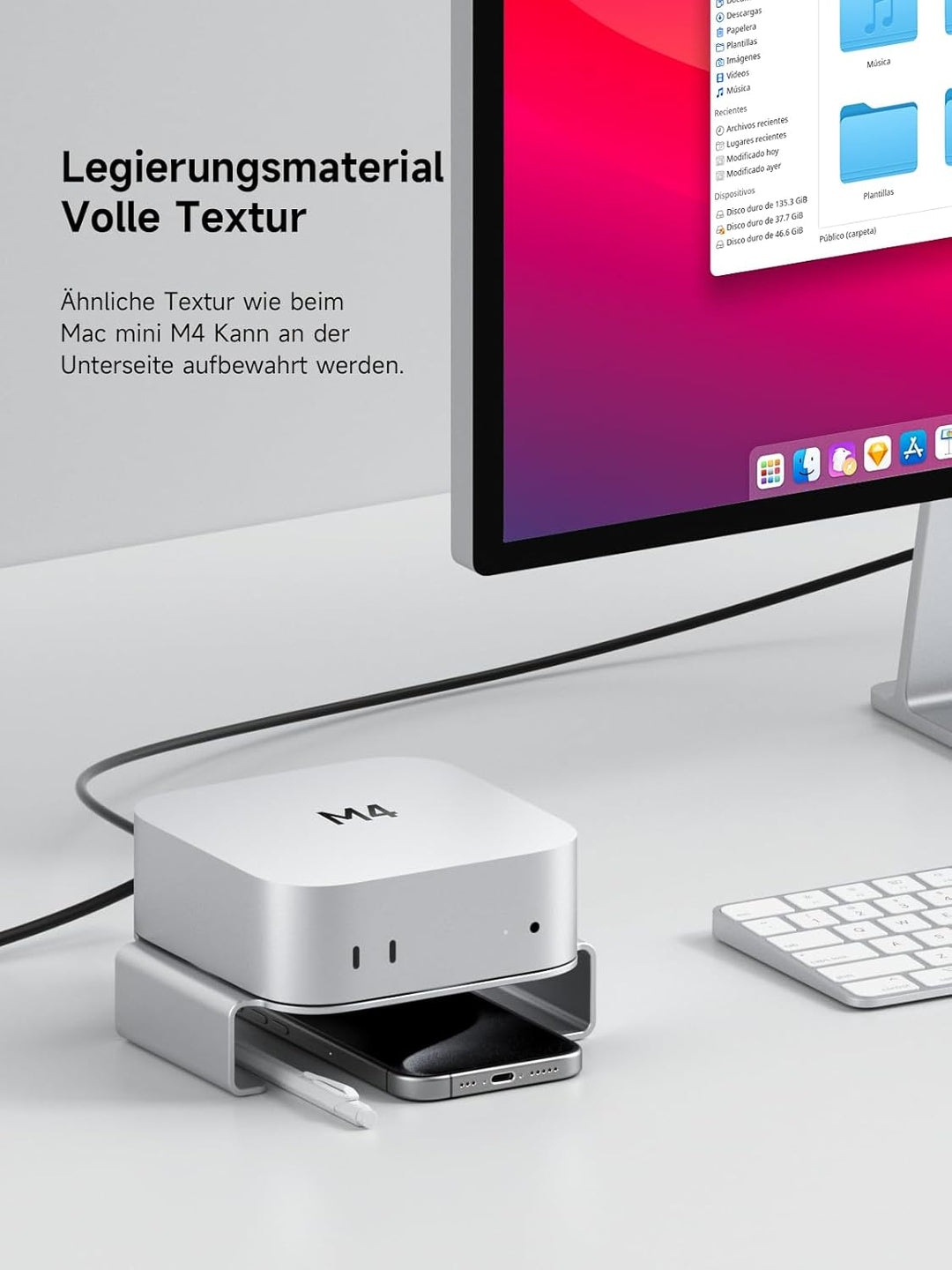Hagibis Mac Mini M4 Ständer Aluminiumlegierung Halterung für Mac Mini M4/M4 Pro 2024 Belüftung Wärme