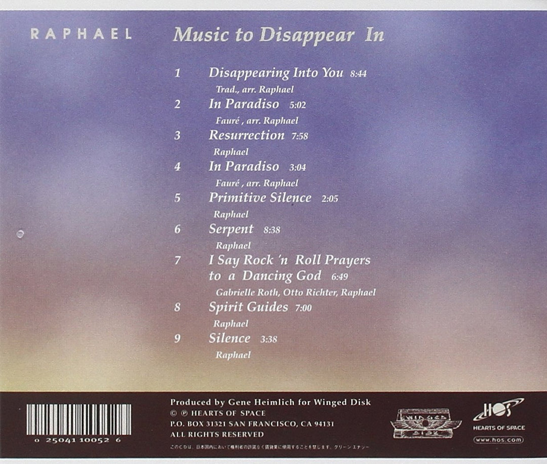 Music to Disappear in, Audio-CD