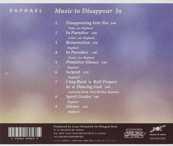 Music to Disappear in, Audio-CD