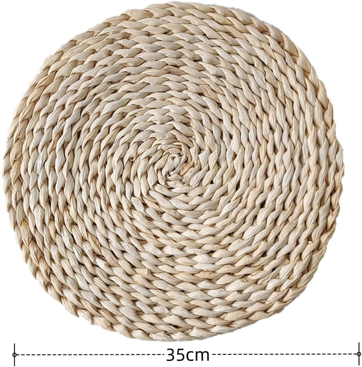 8er Set 35cm Durchmesser Handgefertigte, Hitzebeständige Maisschalen-Platzsets: Gewebte Rattan-Tisch