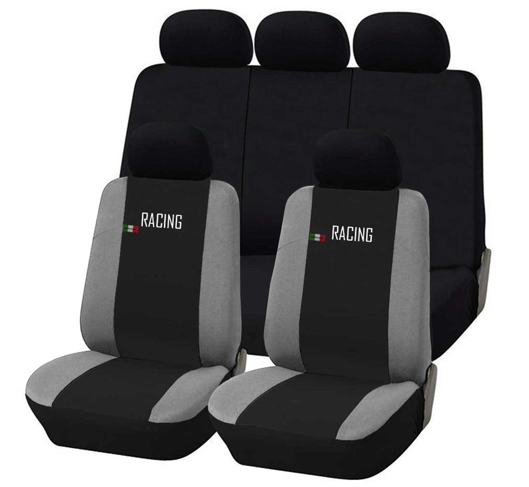 Universal Autositzbezüge Made in Italy - Racing - Rückenlehne mit 2 Reissverschlüssen - kompatible A