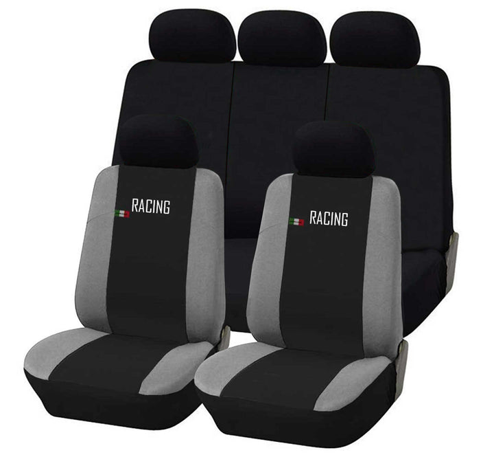 Universal Autositzbezüge Made in Italy - Racing - Rückenlehne mit 2 Reissverschlüssen - kompatible A