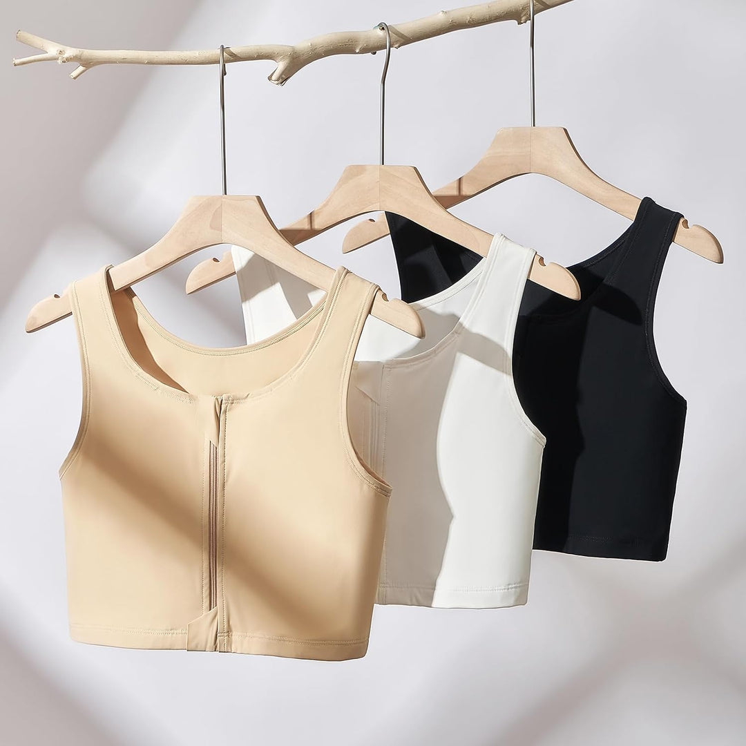 Trans Binder Transgender FTM Zip Up Atmungsaktives Halbes Brust Binder Nude S, Nude S