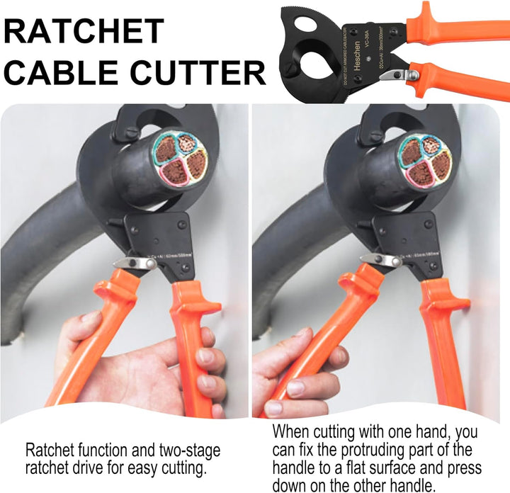 Heschen Ratchet Kabelschneider VC-36A verwenden für 36mm / 300mm² Abisolierzange Hand Crimpzange