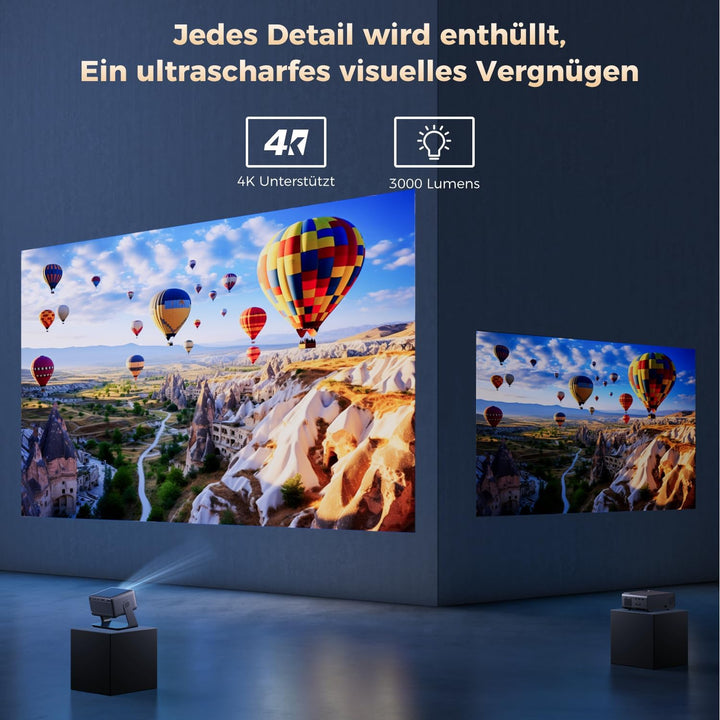 30000 Lumen Beamer Compatible with Netflix AMEELA 1080P Beamer mit WiFi und Bluetooth, Autofokus/Tra
