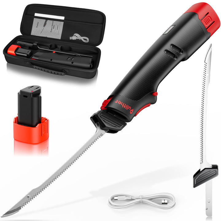Eelektrisches Messer, 23cm Edelstahlklinge, 27500 RPM, Filetiermesser Fisch, Ausbeinmesser, Rutschfe