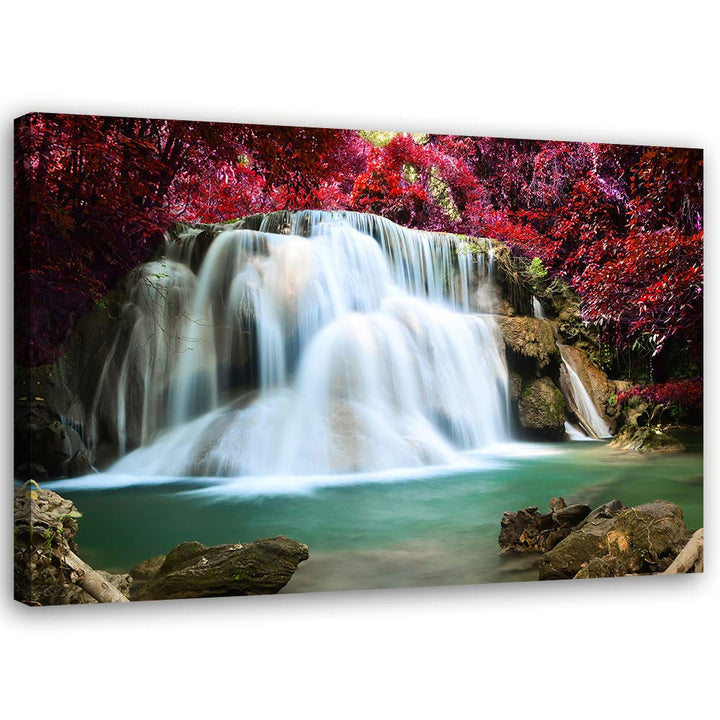 Feeby Bild auf Vlies Leinwand Wasserfall Kaskade 100x70 cm Kunstdruck Modern Wandbilder Deko Flur Wo