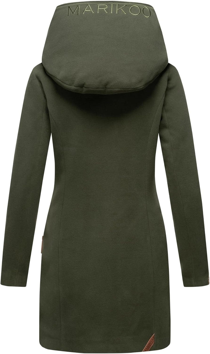 MARIKOO Damen Mantel Trenchcoat Wintermantel Übergangs Jacke Parka Lang B819 S Forest-Green, S Fores