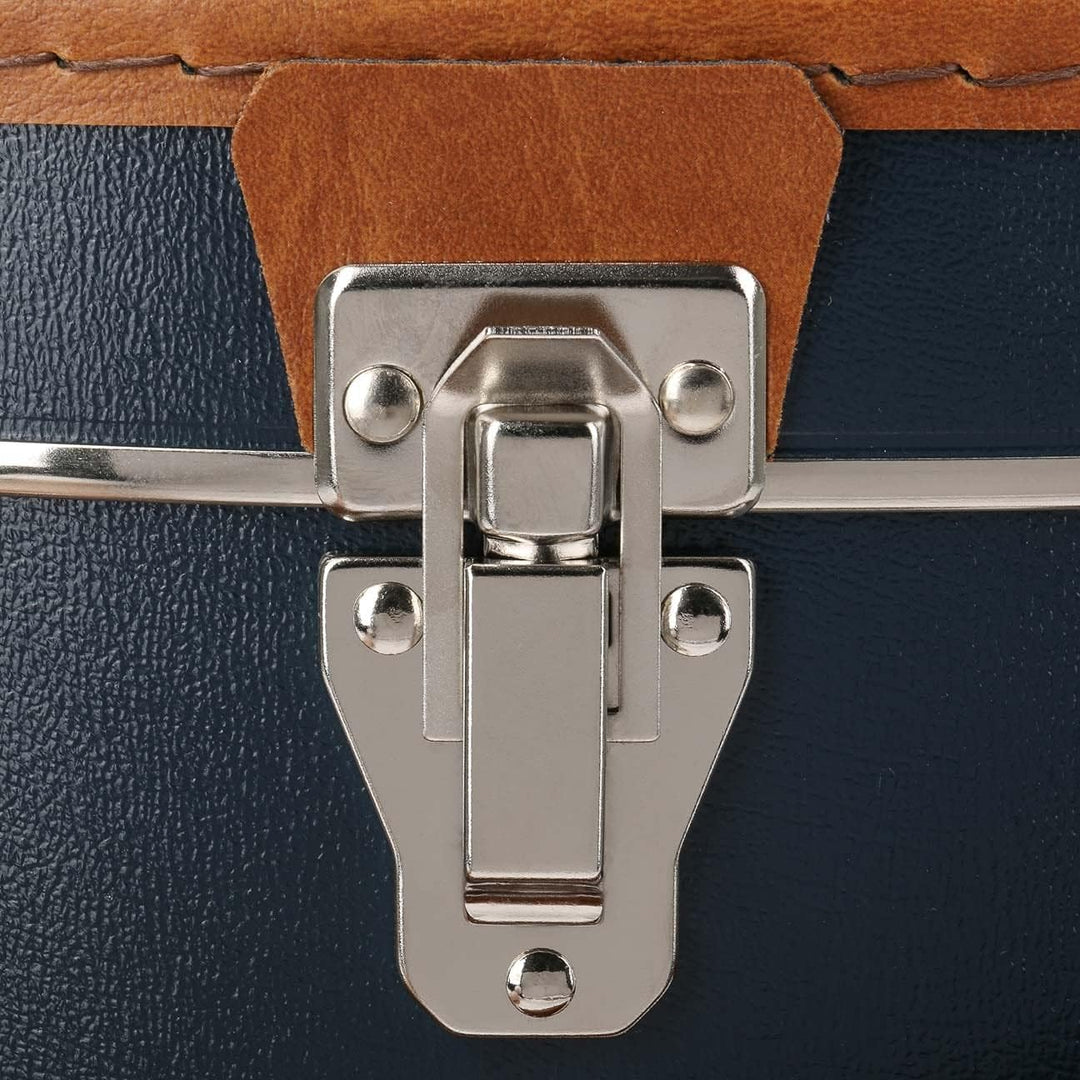Lierys runder Hutkoffer blau - Masse: 40 cm x 21 cm - grosse Hutschachtel aus Kunstleder - Hutbox zu