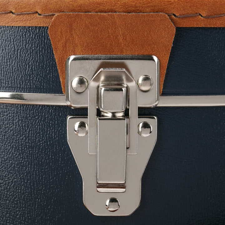 Lierys runder Hutkoffer blau - Masse: 40 cm x 21 cm - grosse Hutschachtel aus Kunstleder - Hutbox zu