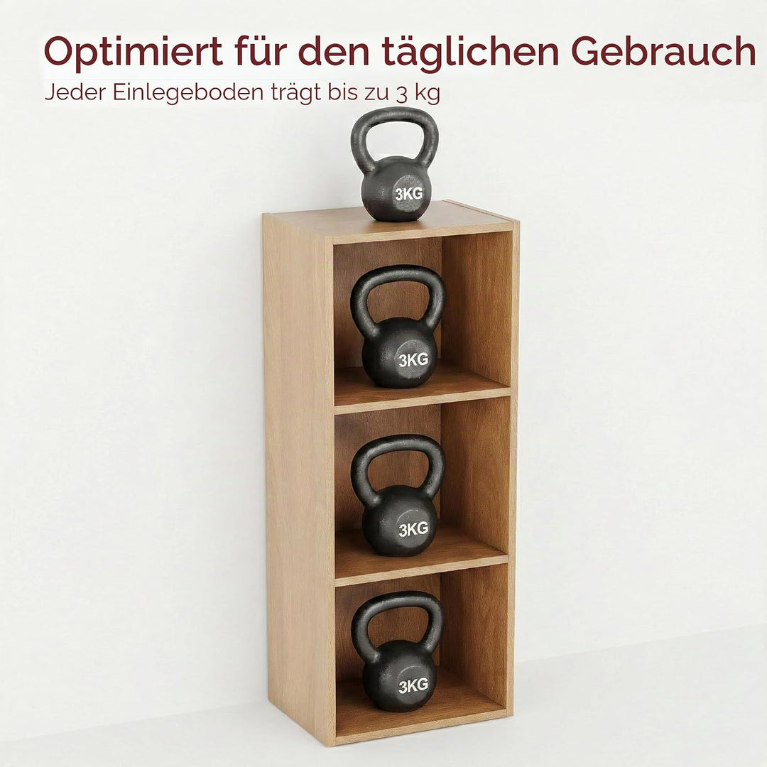 Vida Designs Oxford Bücherregal mit 3 Ebenen, würfelförmig, Eiche, Holz-Regaleinheit für Büro, Wohnz