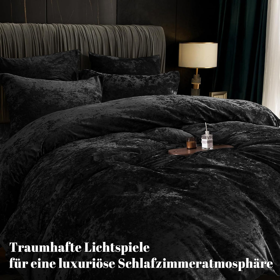 PHF Samt Bettwäsche 155x220, Luxus Flauschig Bettwäsche 155x220 cm mit 2er Kissenbezüge 80x80 cm, Ku