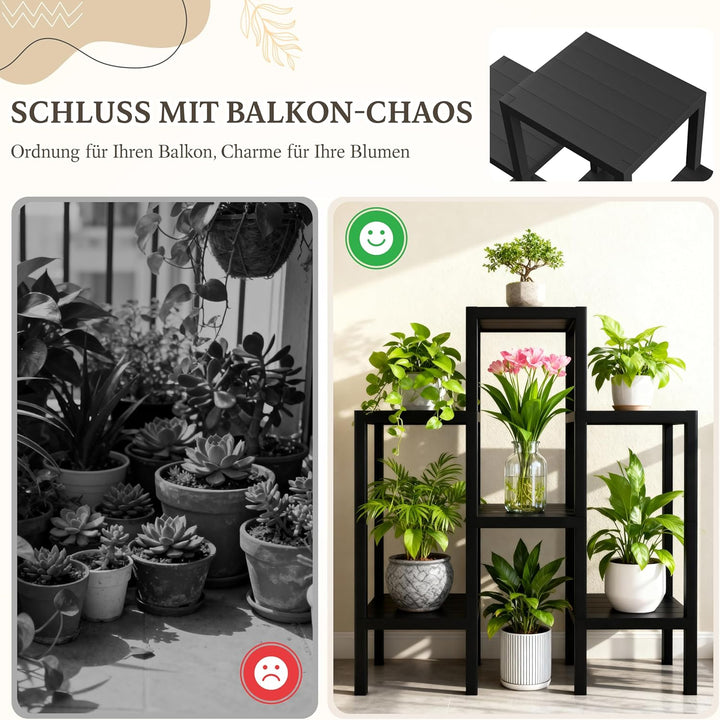 Ribelli 6-Etagen Blumenständer, Pflanzenständer, DIY Standregal, Mehrstöckig Blumenregal, Stapelbar