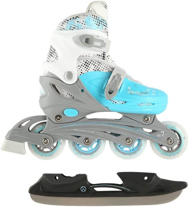 Nils Extreme Inlineskates Rollschuhe Schlittschuhe 4in1 verstellbar Inliner Skates NH18331 (S, Blau)