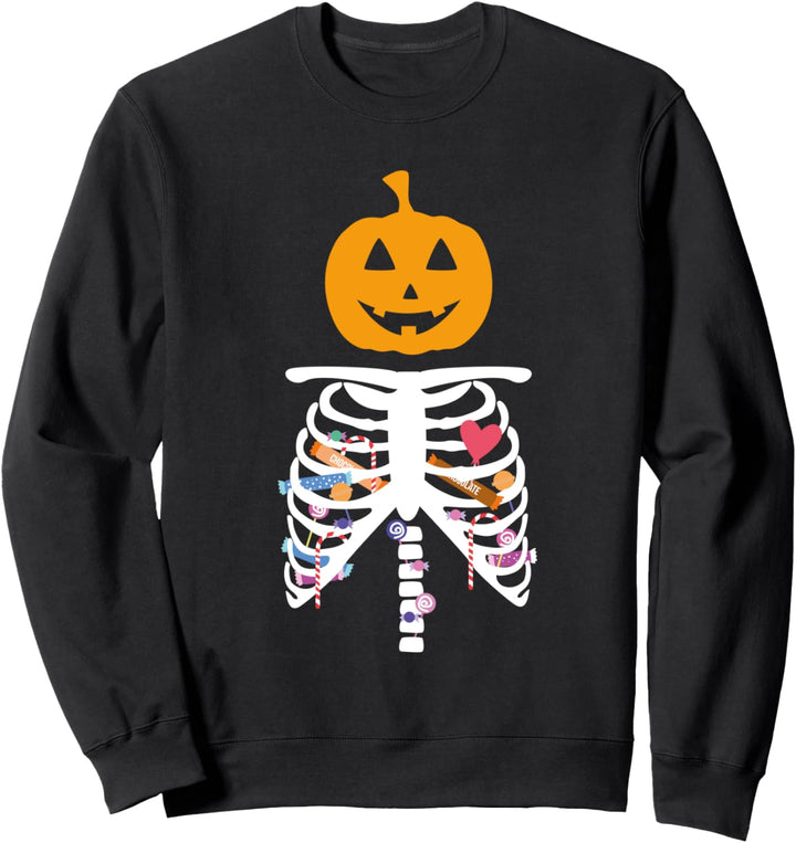 Kürbis Skelett Brustkorb X-Ray Süssigkeiten Halloween Sweatshirt